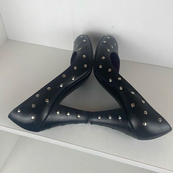 Marc Jacobs Rounded Toe Silver Stud Embellished Heels 37 Black - Picture 10 of 10